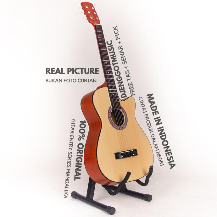 [Paket Lengkap] Gitar Akustik Natural Mandalika S-01 Murah Fullset