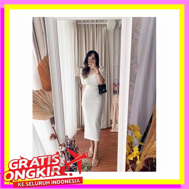 Dress Brukat Bangkok Premium Dress Natal Baju Ke Gereja Dress Hijau Botol Qq 511222 Quinnyshop-Cod-M