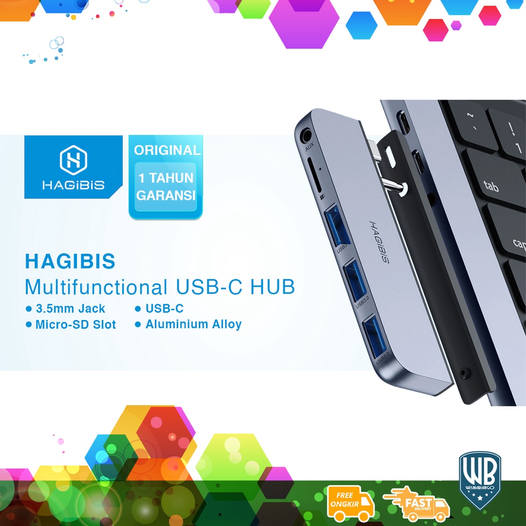 Multifunctional USB-C HUB HAGIBIS Macbook Pro M1/M2 Docking USB3.0 AUX