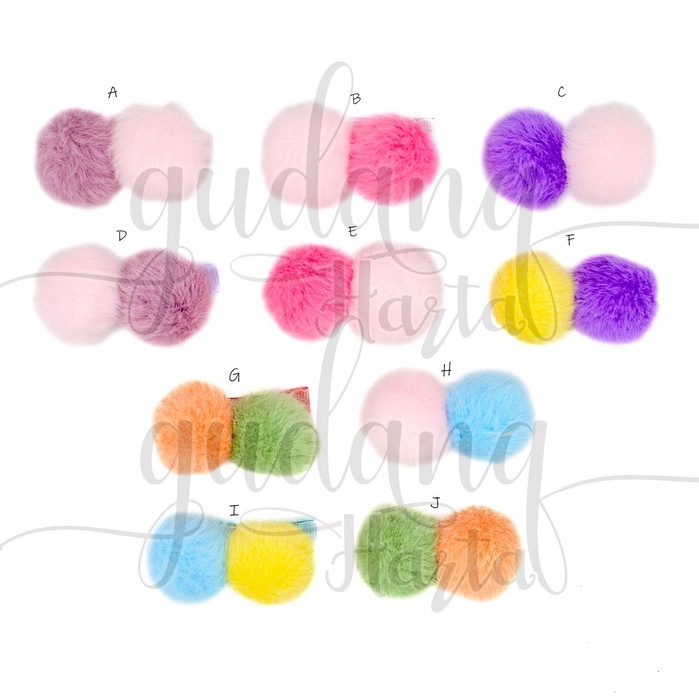 Jepit Rambut Pom Pom Pelangi Hairclip Motif Rainbow Round Unik GH 201200