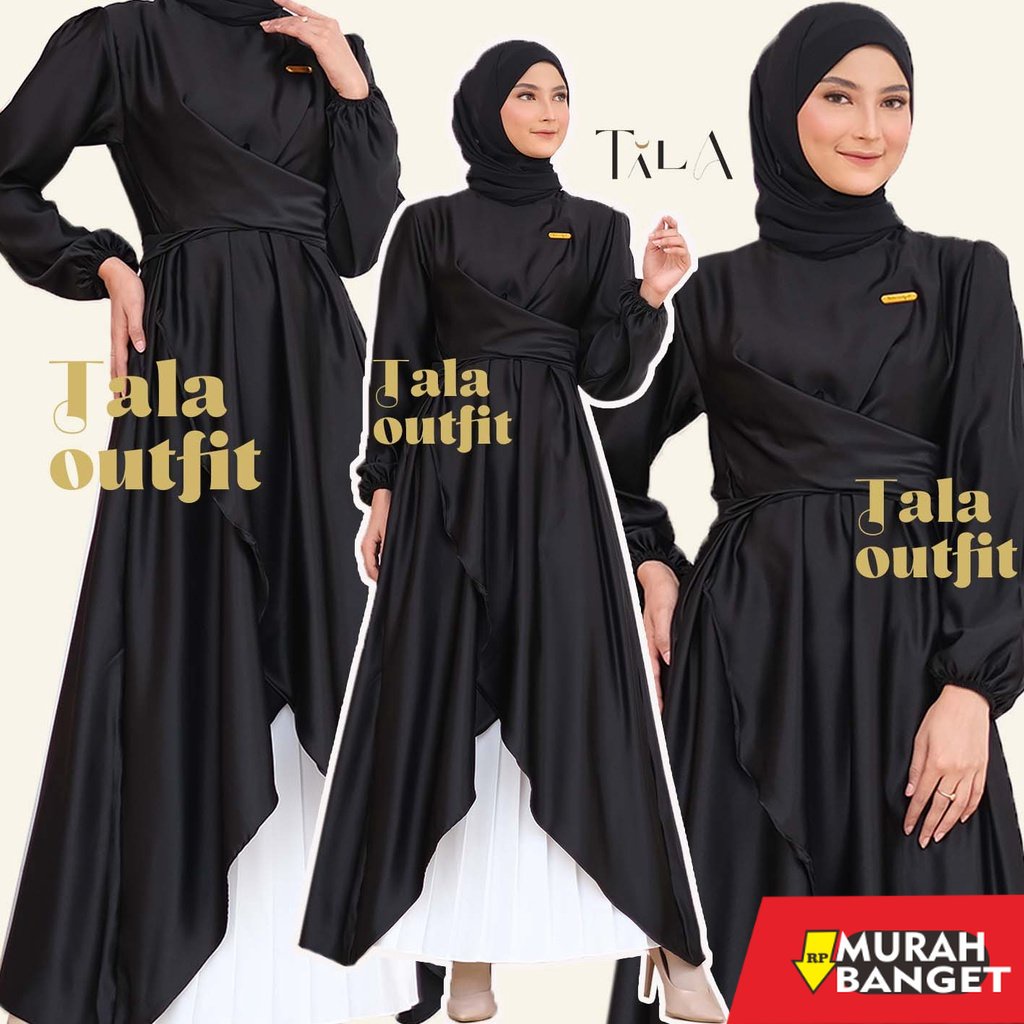 model gamis kombinasi polos terbaru 2022 ELENA Tunik Dress | Tunik Sateen | Tunik Satin Kondangan | 