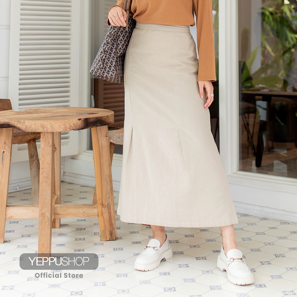 Shailene Mermaid Skirt | Rok Panjang Model Mermaid Duyung Polos Bahan Linen [YEPPUOUTFIT]