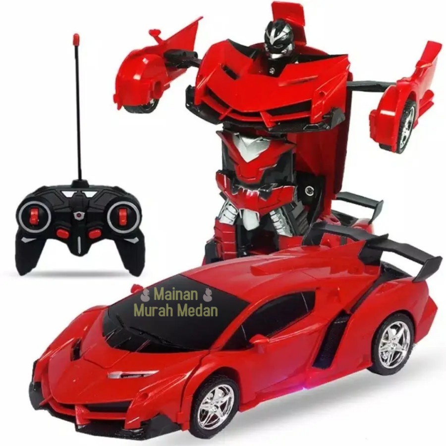 Mainan Murah Medan - RC Transformer 1:18 Mobil Remote Control Jadi Robot Baterai Cas / RC Autobot
