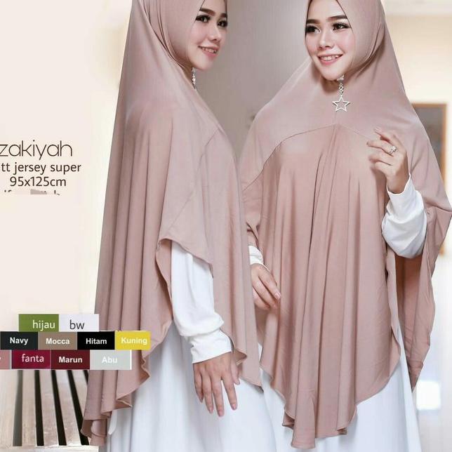Hijab | Jilbab Syari Jersey Super Adem Tebal Pet Antem | KHIMAR ZAKIYA - mocca