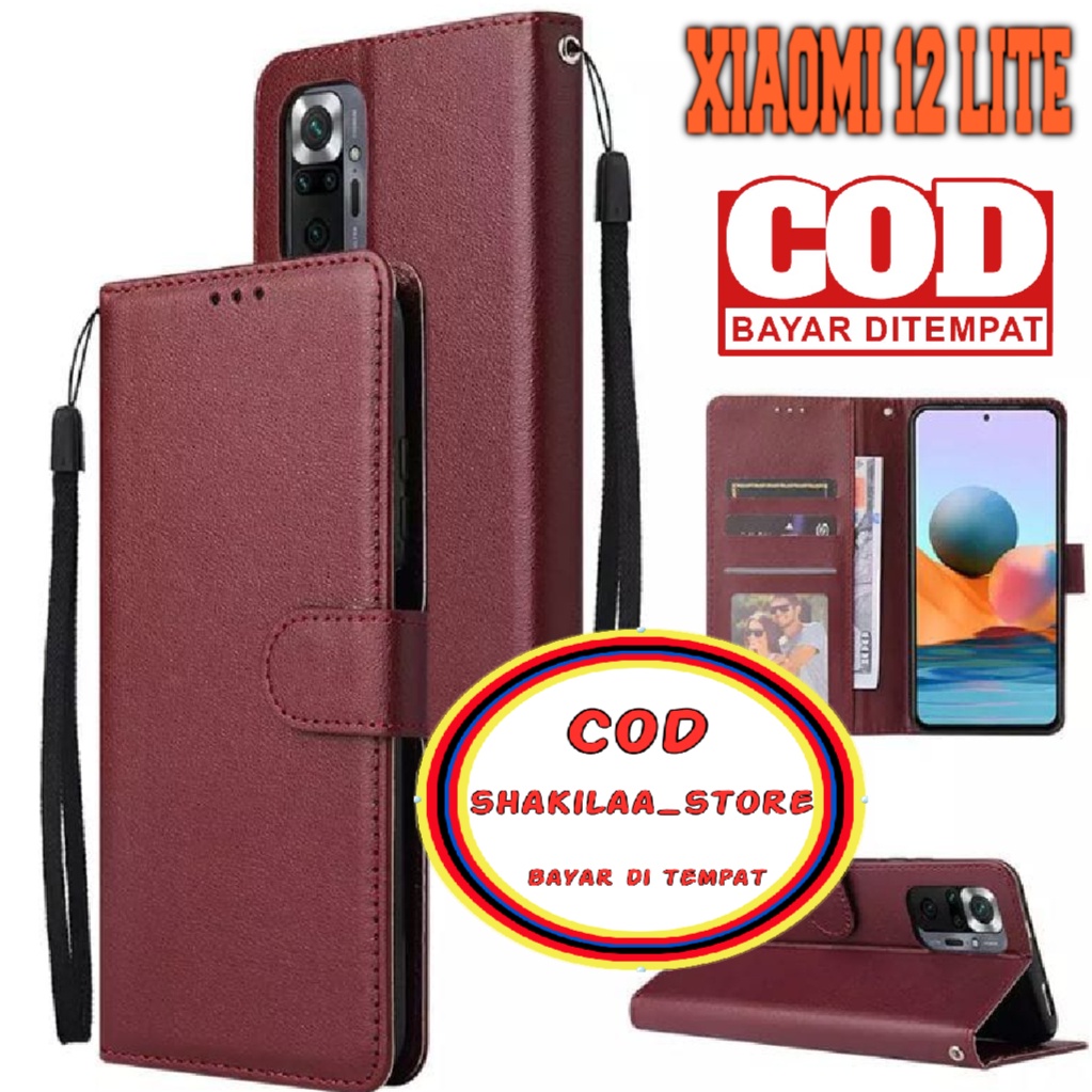 CASE HP XIAOMI 12 LITE FLIP LEATHER CASE PREMIUM - CASING DOMPET-FLIP