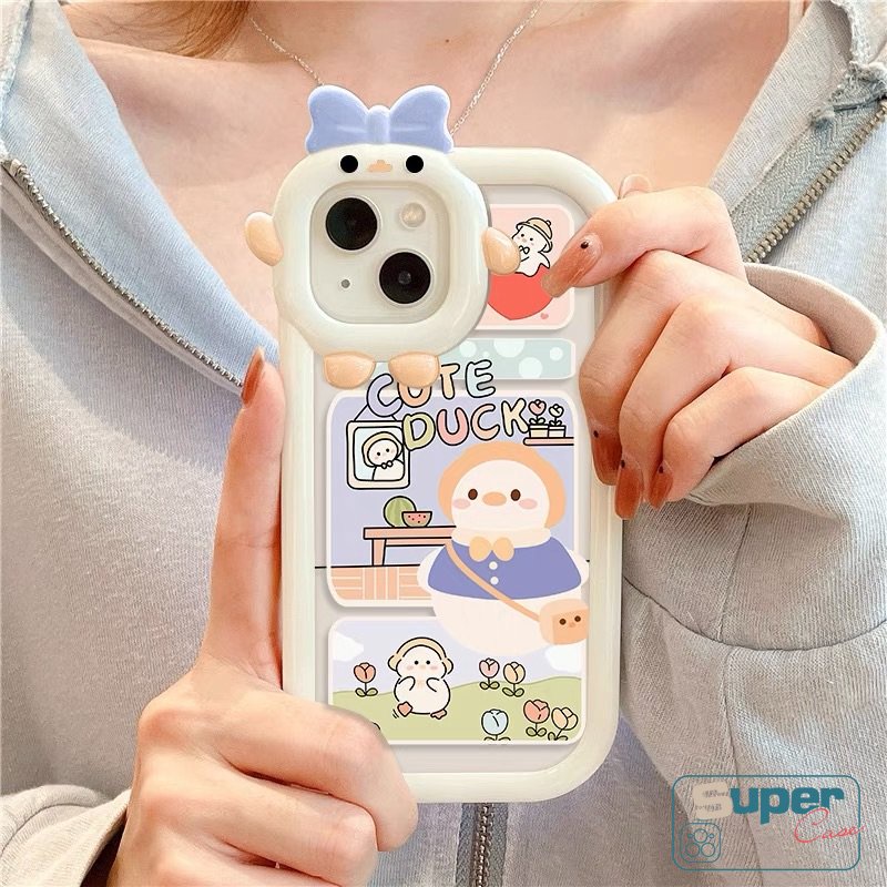 Soft Case Motif Kartun Bebek 3D Untuk iPhone 11 14 12 13 Pro MAX 6 6s 7 8 14 Plus XR X XS MAX SE 2020