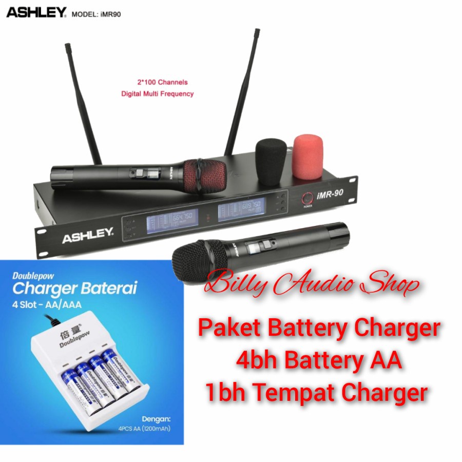 Mic Wireless Ashley iMR90 / IMR90 2 Mic Pegang Produk Ashley