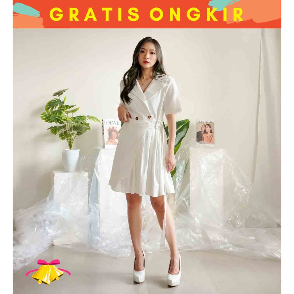 JXPLORE COTTONBELLS CASUAL DRESS WANITA KIYOKO BUTTON TIED MIDI (LR - D 4469)