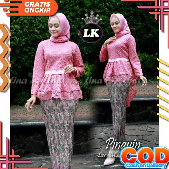Cod// Kebaya Safira Brokat/ Ke2Baya Pesta/ Kebaya Kekinian/ Kebaya Pesta Wisuda Modern Style Hijab /