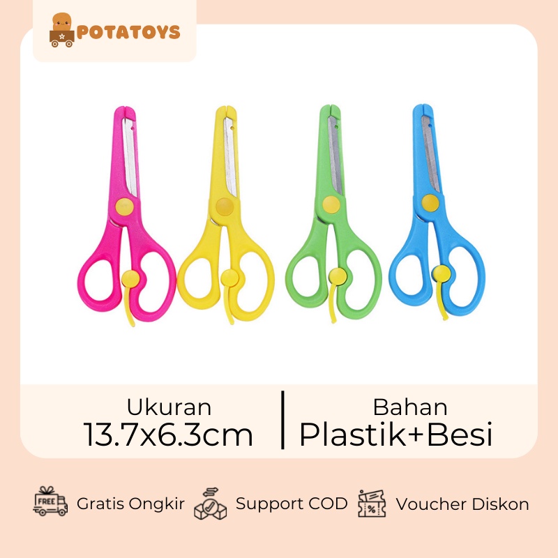 [ Potatoys ] Rounded Scissors / Gunting Anak Plastik/ Safety Scissors/ Ujung Rounded / Gunting Aman Untuk Anak