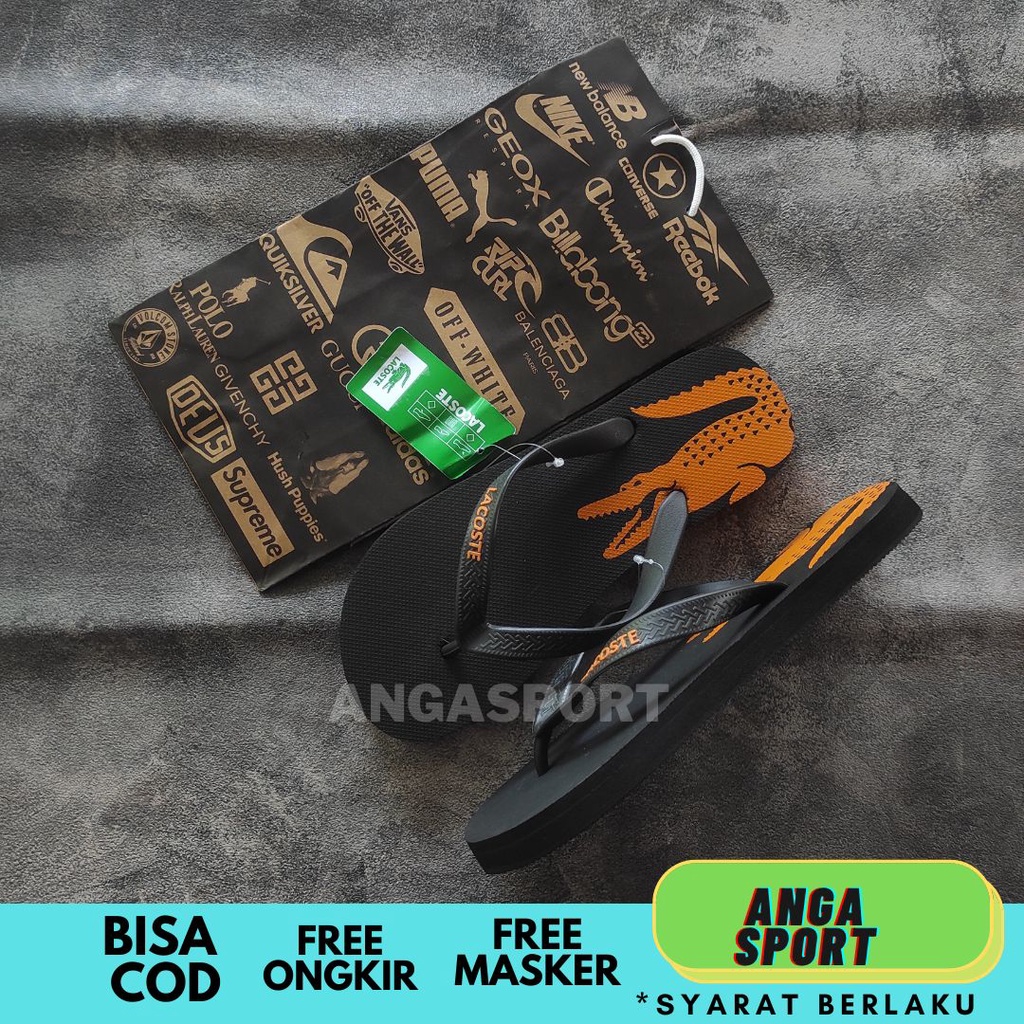 SANDAL JEPIT PRIA LACOSTE ORANGE / SANDAL  DISTRO TERMURAH / SANDAL JEPIT COWOK KEREN / SENDAL JEPIT SANTAI TERBARU / SENDAL JEPIT KASUAL