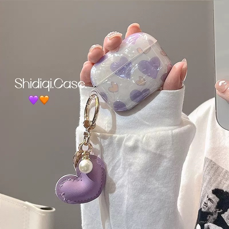Hologram Purple Heart Softcase for Airpods 1 2 Pro 3 Case Airpods Lucu