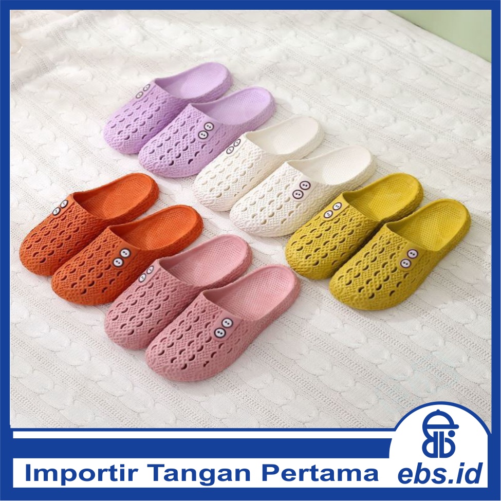 𝐄𝐁𝐒 ✅ SA017 Sandal EVA Import Motif Polos Lubang Lubang Sepatu Sendal Slop Santai Wanita Karet Rubber Empuk Fashion Korea