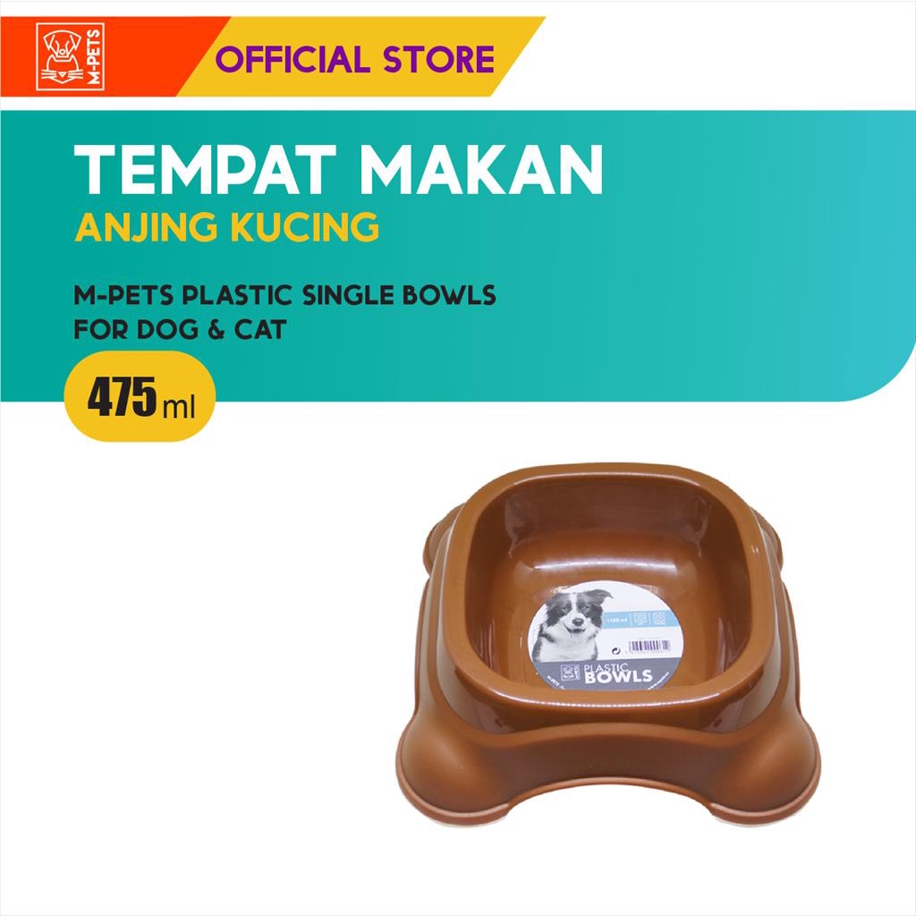 M-Pets Plastic Single Bowl 475 ml / Tempat Makan Anjing Kucing