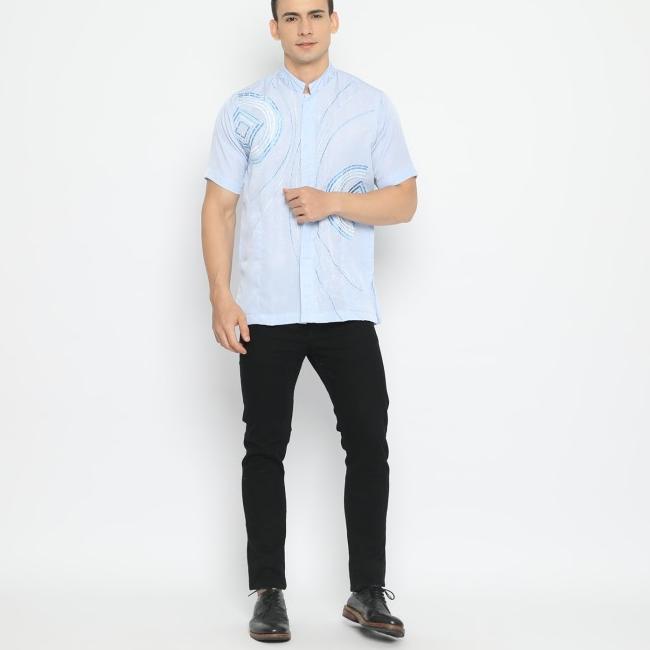 SHOHIB Baju Koko Lengan Pendek UBADAH - Biru Muda, M