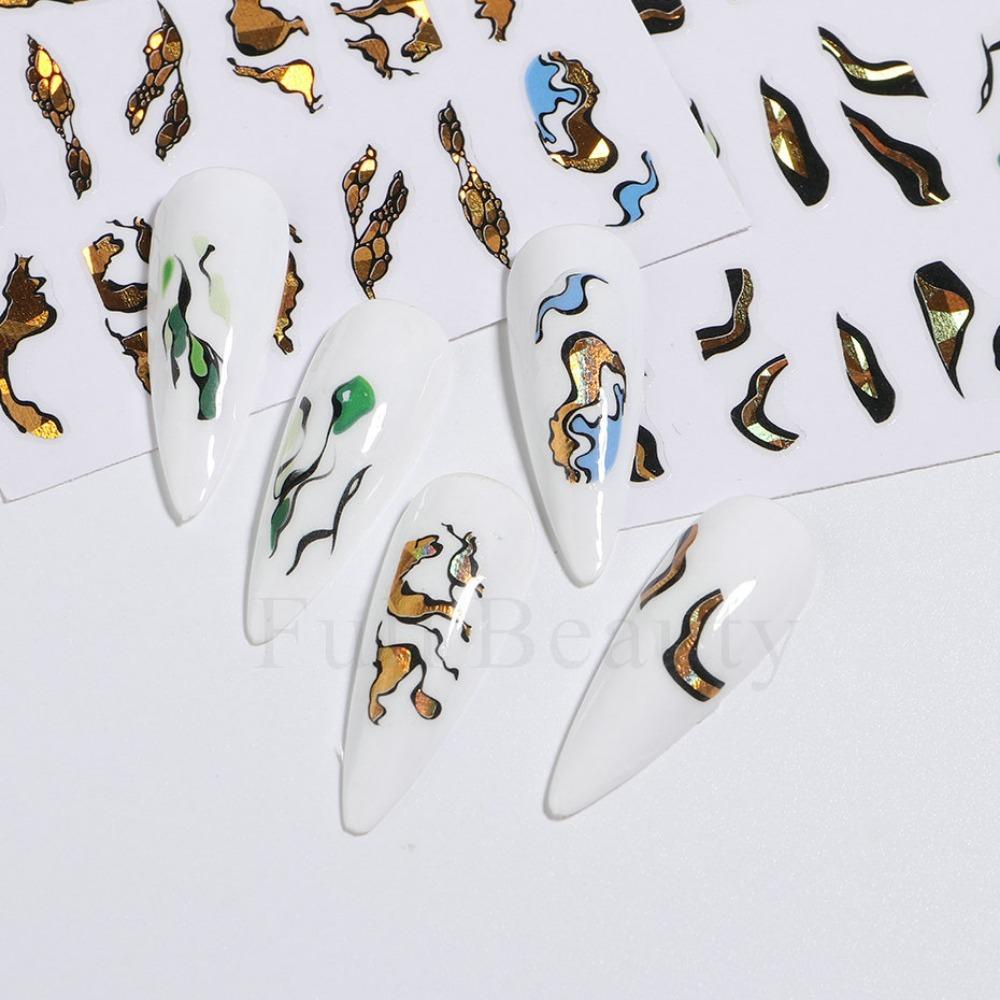 Solighter Nail Art Stiker Dekorasi Kuku Perekat Diri Aksesoris Perhiasan Kuku Retro