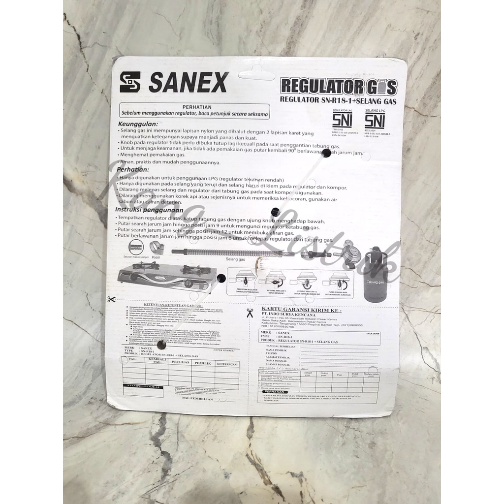 Paket Selang Gas + Kepala Regulator SANEX SN-R18-1 / SNR181