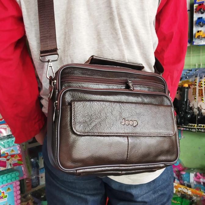 Tas Pria Selempang Kulit Asli Merk Jeep