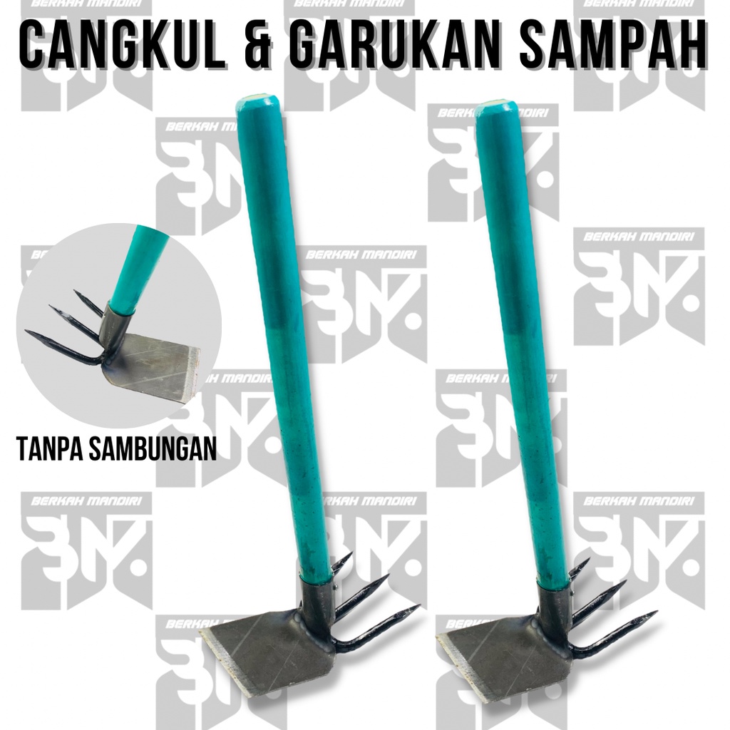 Cangkul Garukan 2in1 Gagang Kayu Pacul taman/Kebun Mini Garpu Sampah Selokan/Got  Baja Koret Kored Gathul Sekop