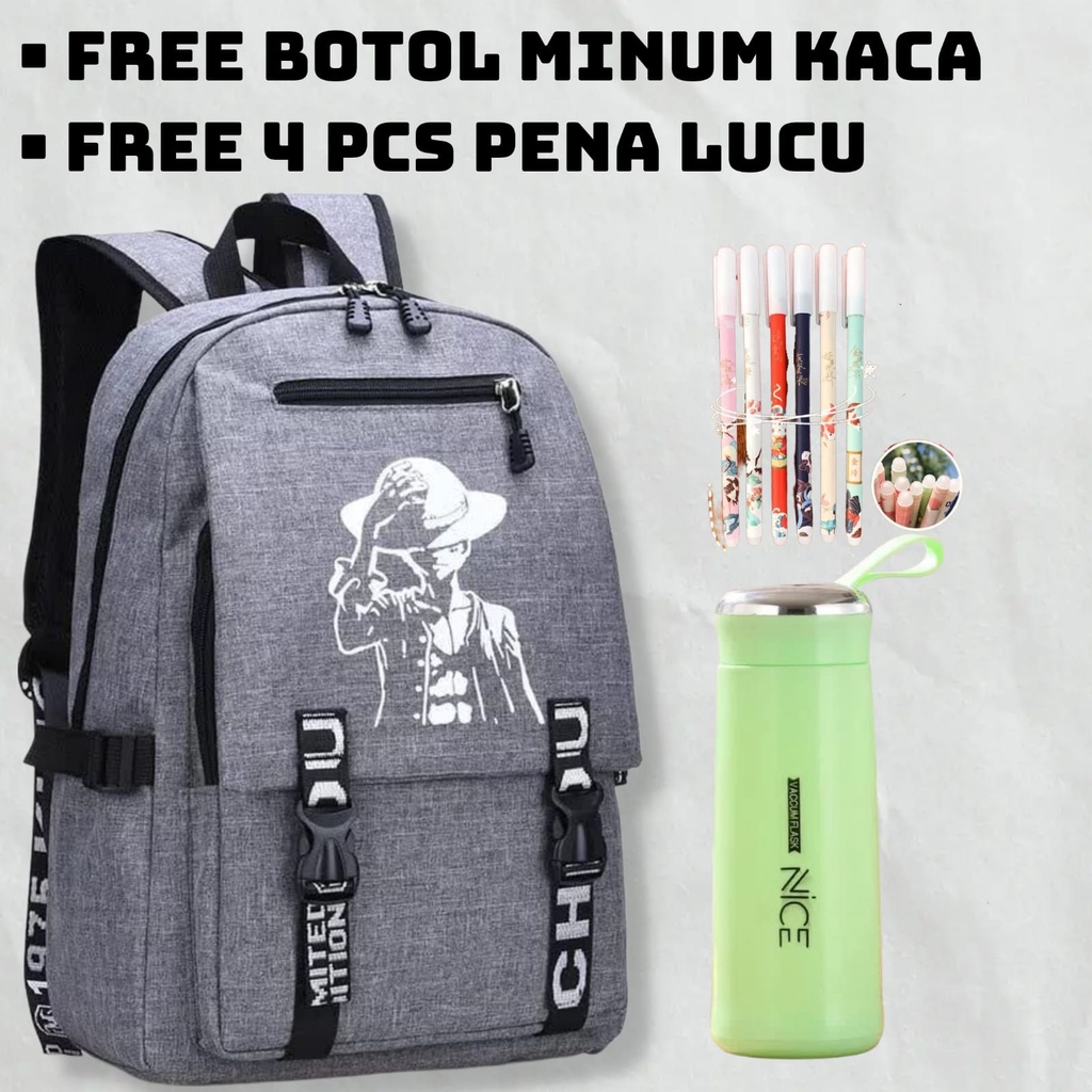 Tas Punggung Pria Logo Monkey D Luffy Tas Ransel Unisex Terbaru