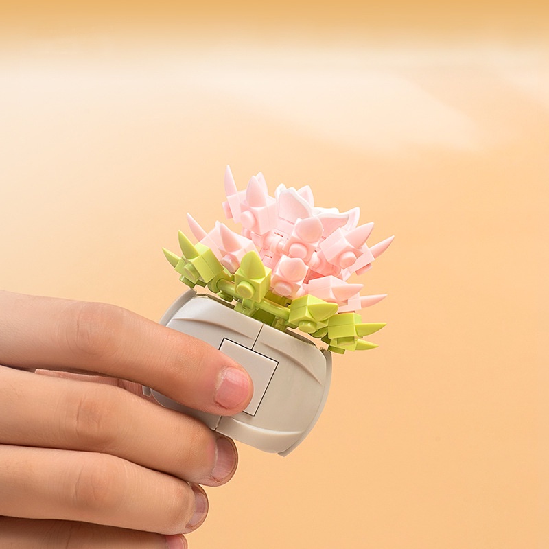 JAKI Nano Block Flowers Pot Sukulen Bunga Model DIY Mainan Balok Buket Mainan Pendidikan