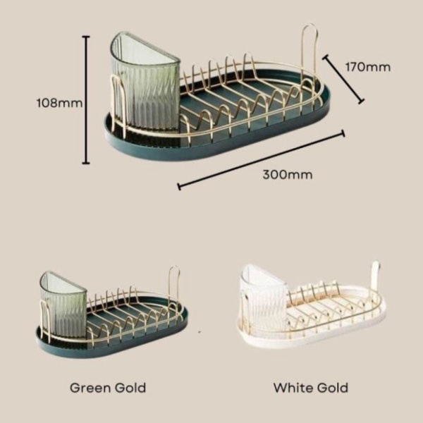 Unik Couple Nordic Dish Rack Gold/ Tray Rak Piring Mewah Couple Besi Emas - Putih Diskon