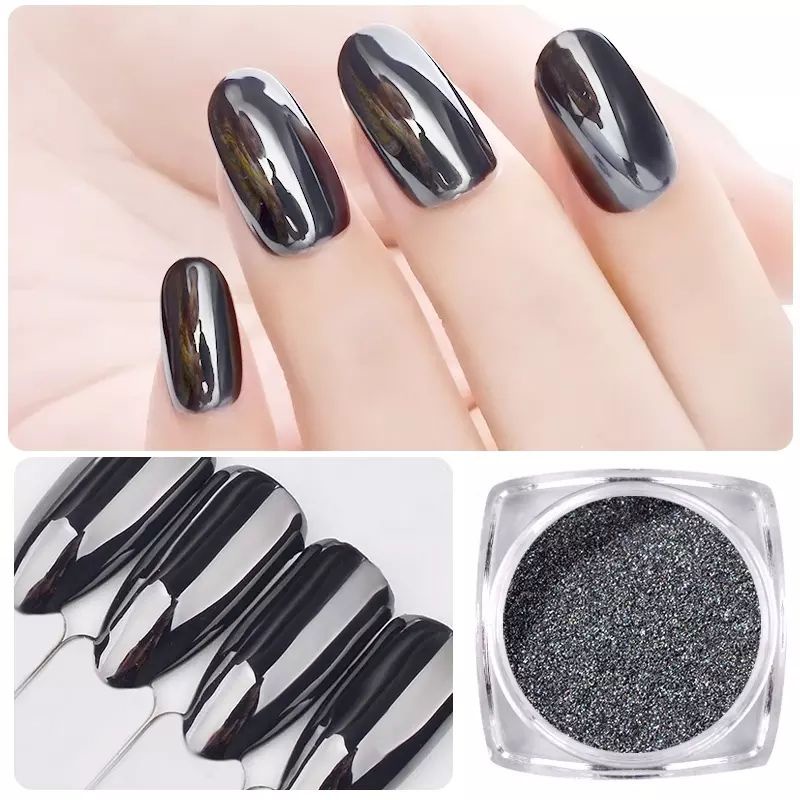 BLACK MIRROR CHROME POWDER / DEKORASI NAILART BUBUK CHROME NAILART