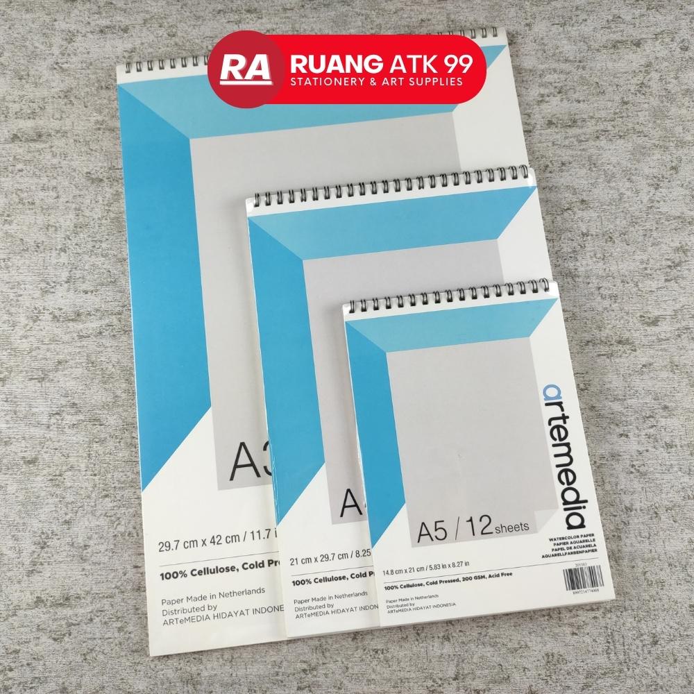 

Artemedia Watercolor Paper Watercolor Wire Bound Book 200 gsm A3/A4/A5 - Aquarelle Paper