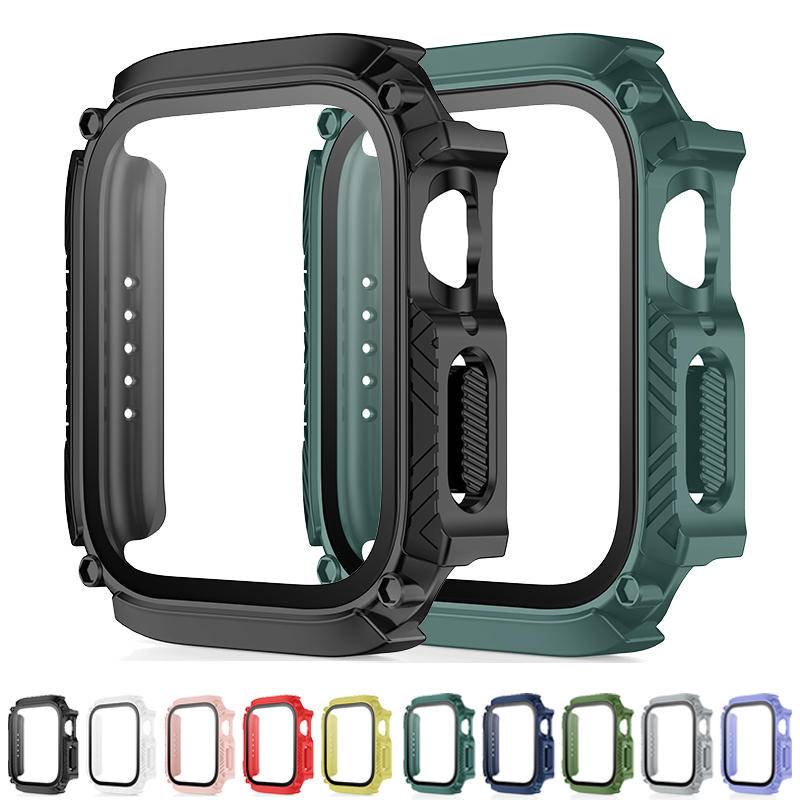 Pelindung Layar Tempered Glass Bumper Anti Air Untuk Apple Watch Seri 8 7 6 5 4 SE2 45mm 41mm 40mm 44mm