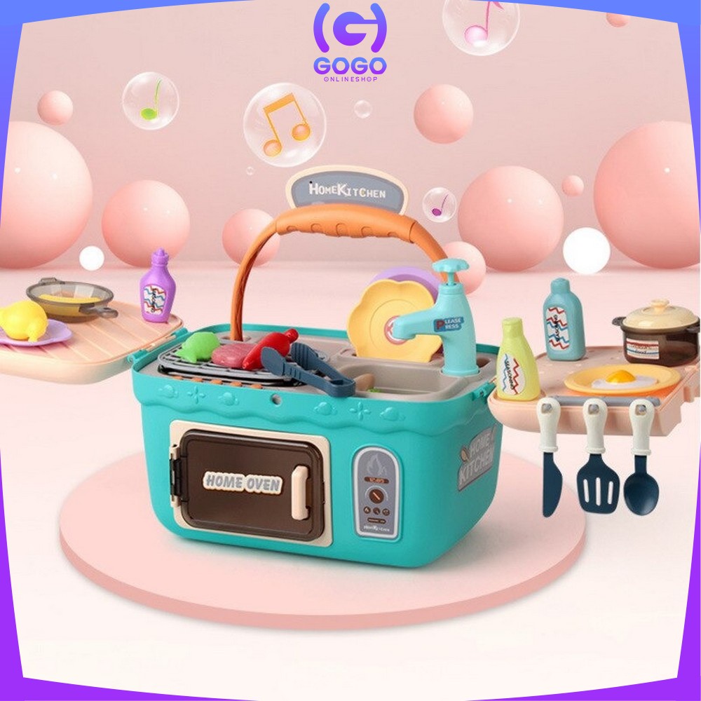 GOGO-M27 Mainan Home Picnic Kitchen Set 906 / Mainan Edukasi Anak Masak Masakan + Wastafel Cuci Piring