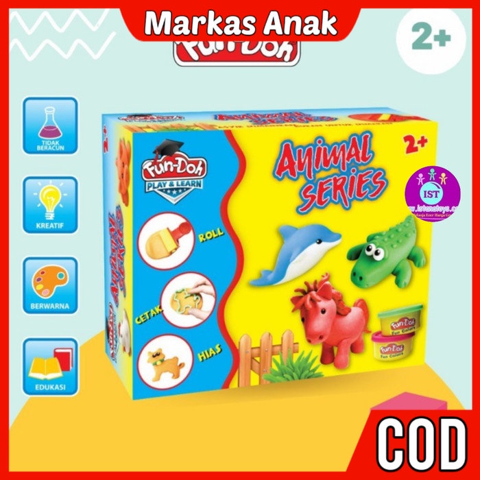 Mainan Anak Anak Umur 3 4 5 6 7 Tahun Hadiah Fun Doh Lilin Animal Series 28010 Murah