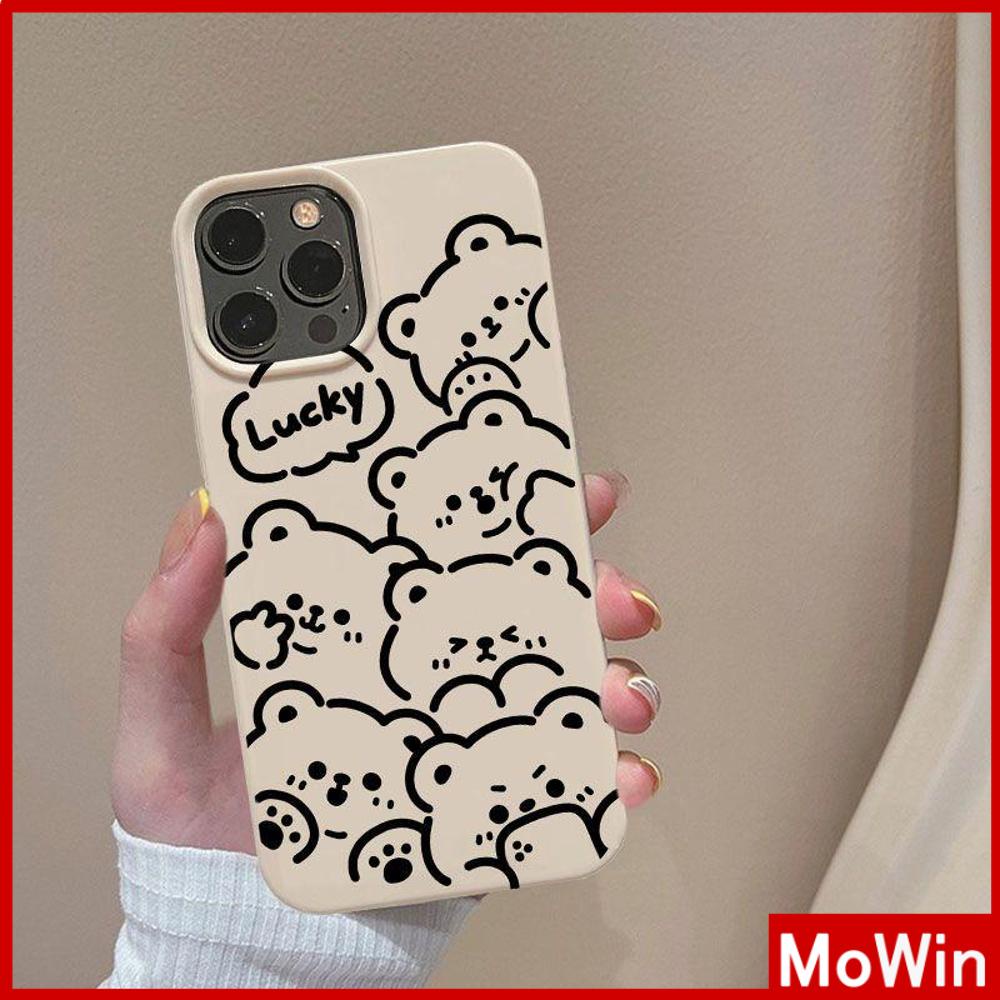 For iPhone 14 Pro Max iPhone Case Khaki Gray TPU Soft Case Shockproof Protection Camera Cute Bear Cartoon Compatible For iPhone 13 Pro max 12 Pro Max 11 Pro max xr xs max 7Plus 7 8
