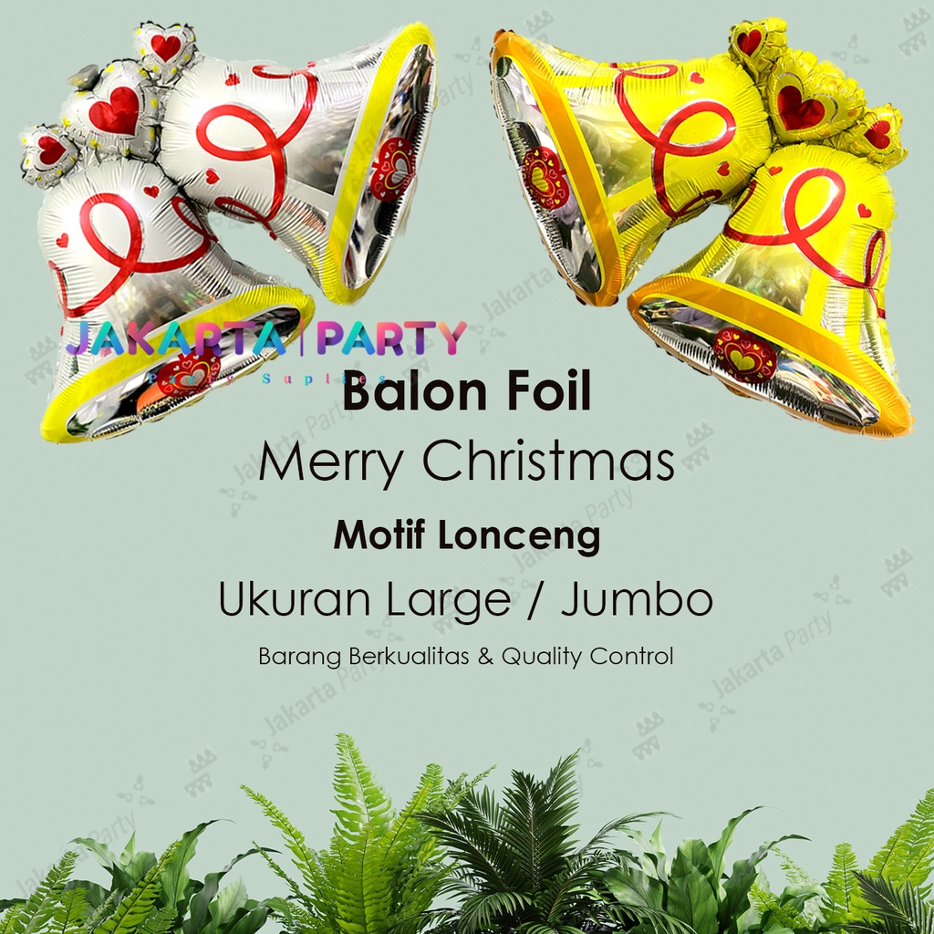 Balon Foil Natal / Balon Merry Christmas / Balon Foil Lonceng Jumbo