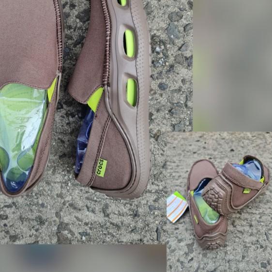 Sepatu Pria Crocs - Tideline Sport Canvas - AbuAbu - Kuning, M7