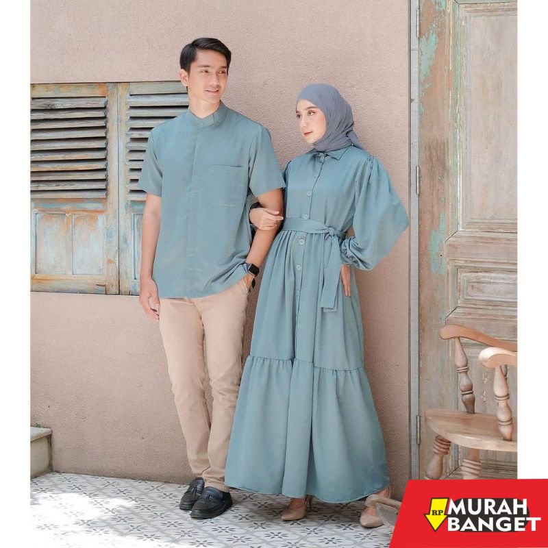 model gamis kombinasi polos terbaru 2022 gamis couple alaya / couple muslim / gamis couple pasangan 