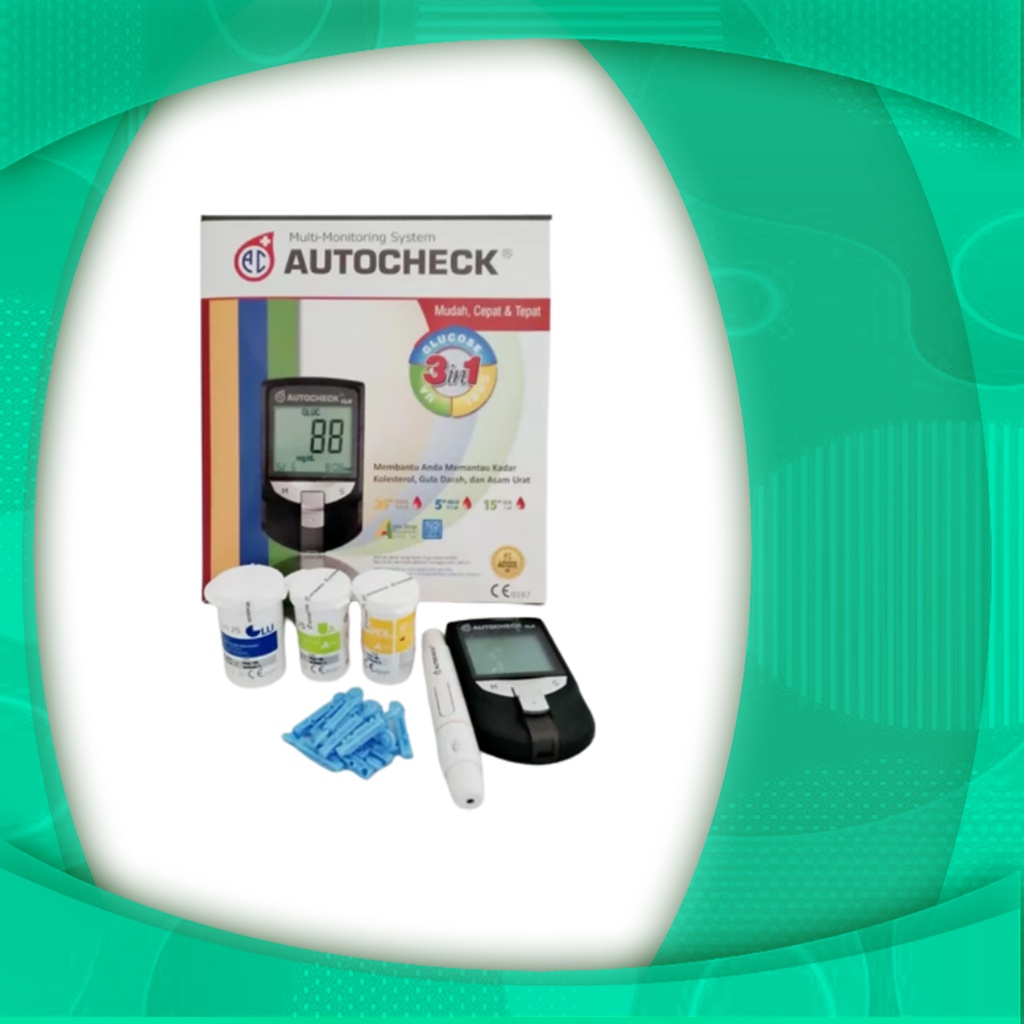 AutoCheck 3 In 1 Alat Cek Gula Darah, Kolesterol, Asam Urat