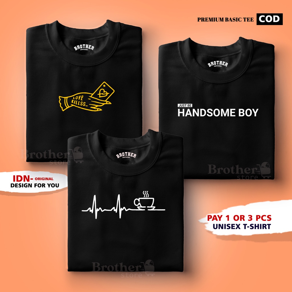 BUY 1 OR 3 PCS ( PROMO COD ) BROTHER STORE / Kaos Distro100% Catoon Combed 24s Tebal / Articel Handsome Boy