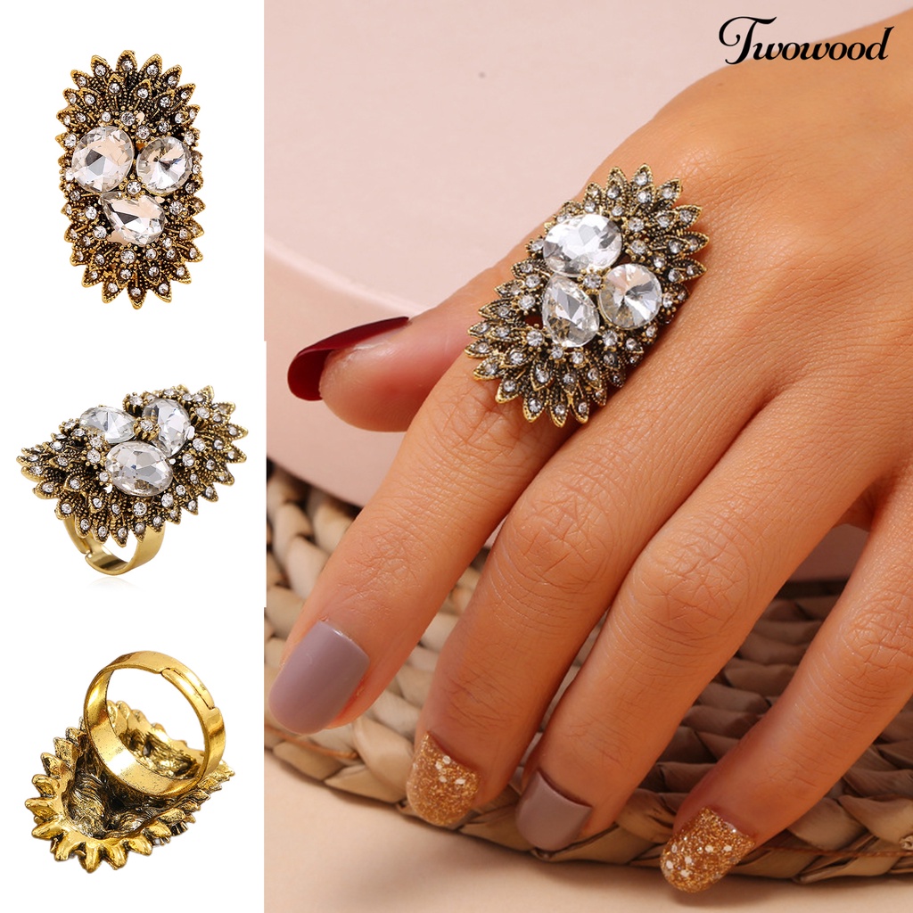 Cincin Geometris Irregular Gaya Vintage Bohemian Untuk Wanita