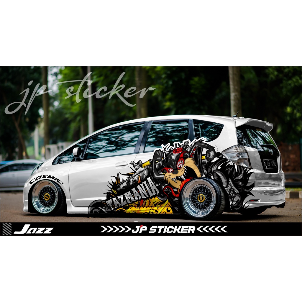 Decal Sticker Striping Body Mobil Honda Jaz - Stiker Mobil Honda Jazz Desain Tazmania JP-02