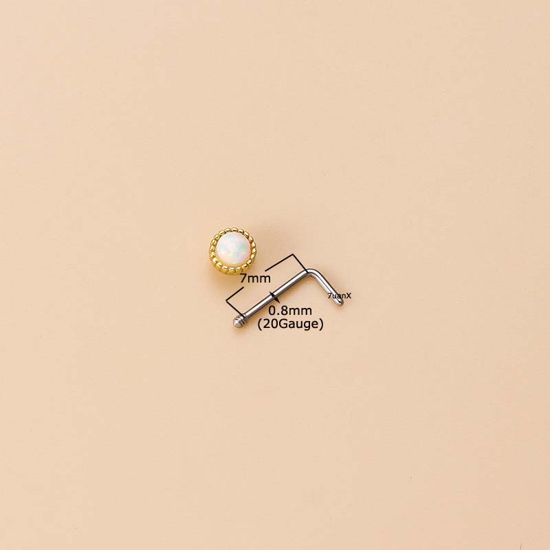 1pc Anting Tindik Hidung Bentuk Daun Hati Bulat L Bahan Stainless Steel 20 Gage