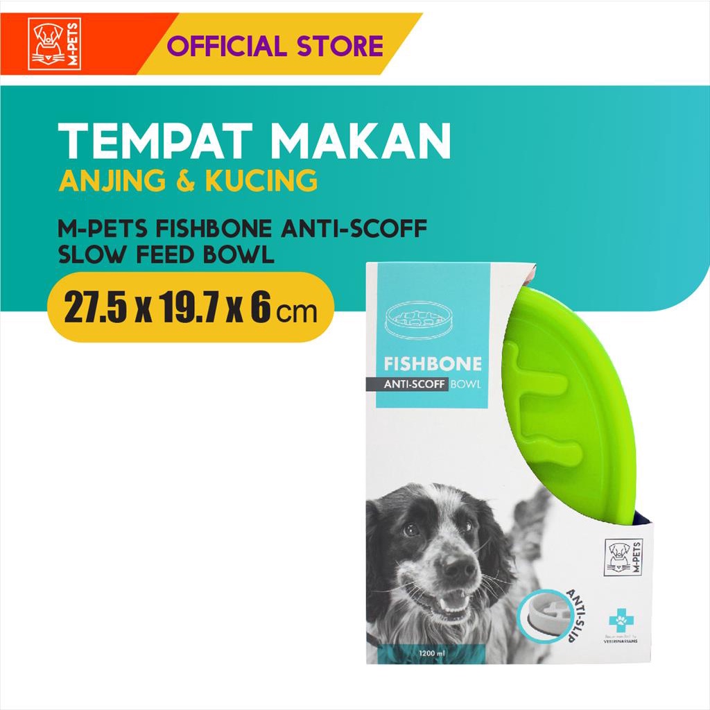 M-Pets Fishbone Anti-Scoff Slow Feed Bowl / Tempat Makan Hewan