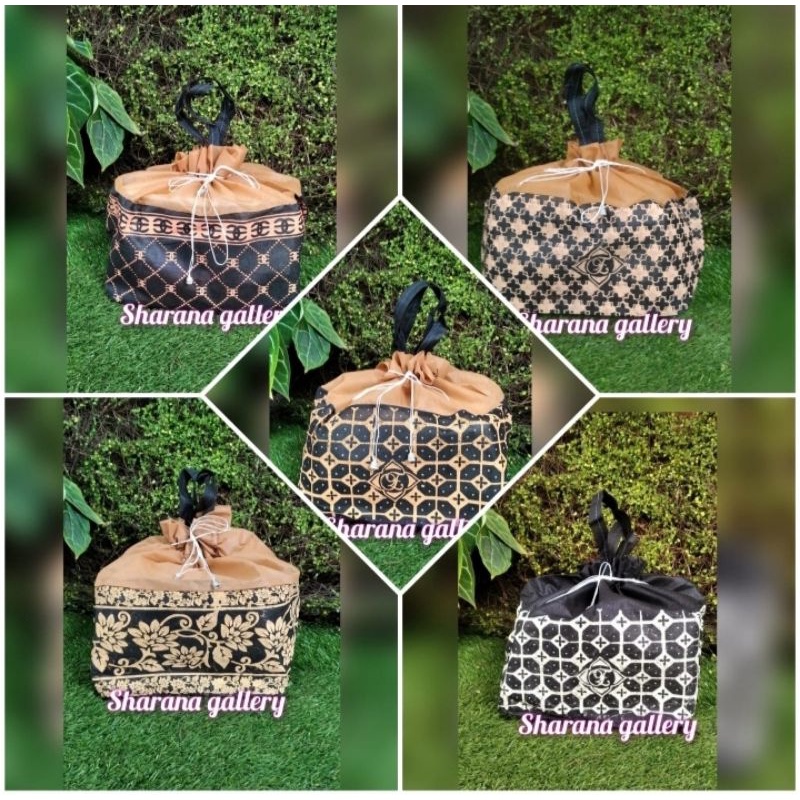 Tas batik spunbond, tas serut muat box 20x20 2pcs isi 12pcs/lusin