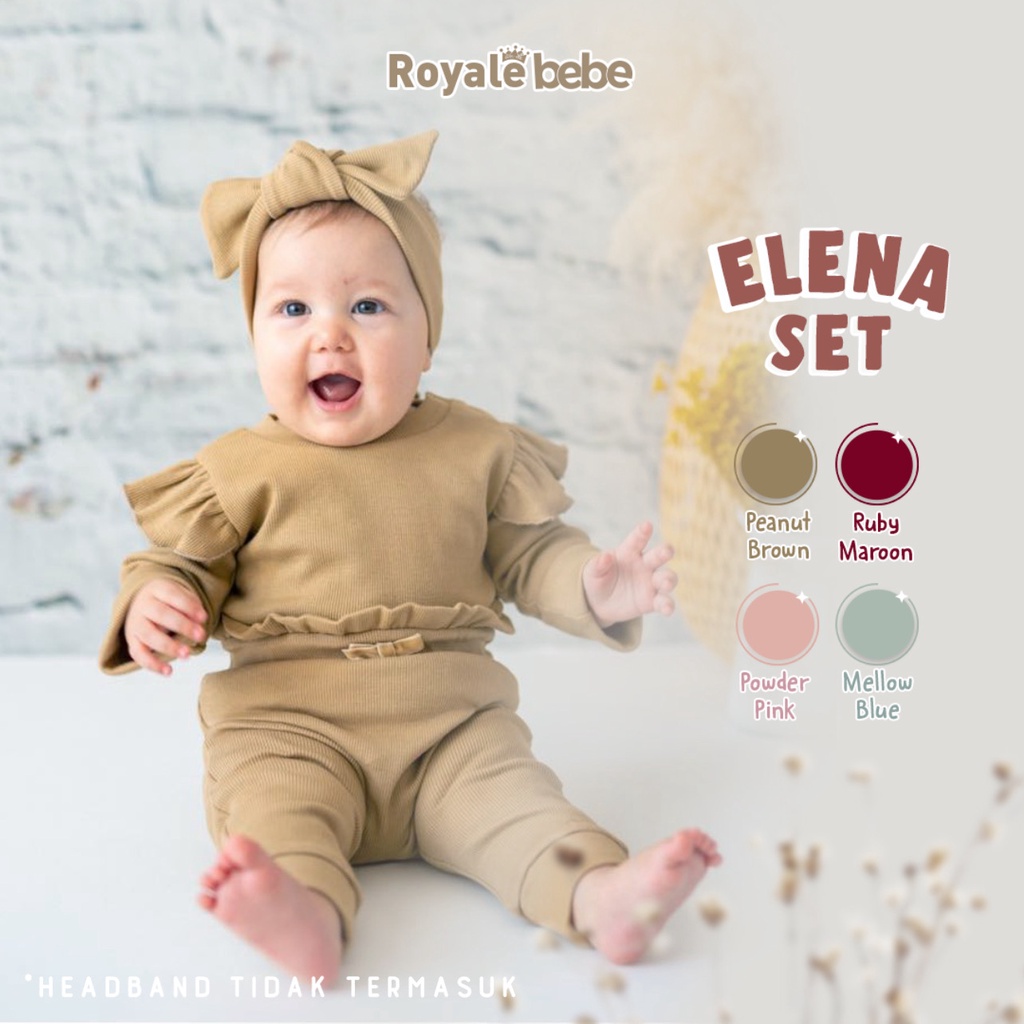 ROYALE BEBE ELENA SET RUFFLE SETELAN BAJU ANAK BAJU PANJANG CELANA PANJANG ANAK FASHION ANAK PEREMPUAN 1 - 3 TAHUN