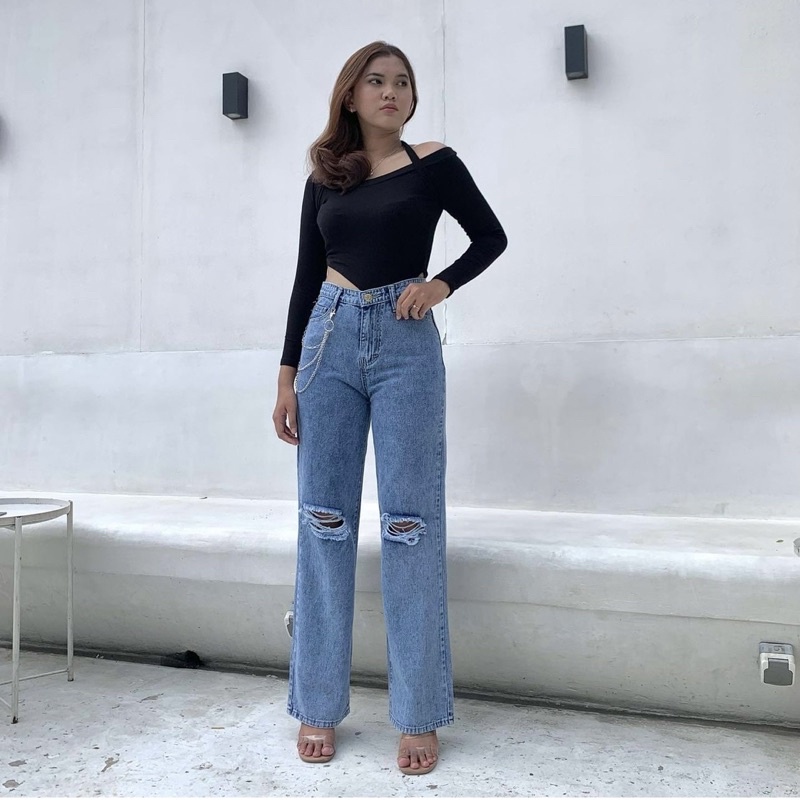 CHAIN RIPPED JEANS 96