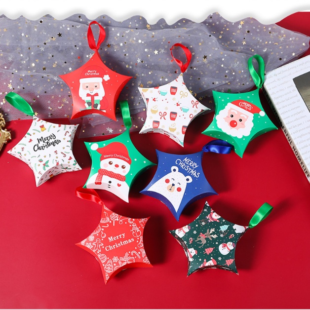 5pcs Kotak Kemasan Permen Handmade DIY Bentuk Bintang Santa Claus Untuk Natal