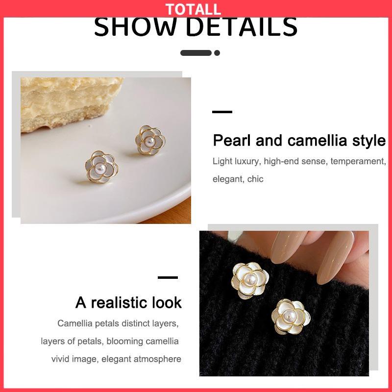 COD Anting Camellia Mutiara Korea Fashion Sederhana Gaya Aksesori Wanita-Totall