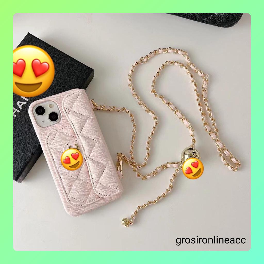 Case Tas Rantai Bola custome Macaron FH27 For Iphone 12 13 14 Pro max Plus 14+ 14Plus