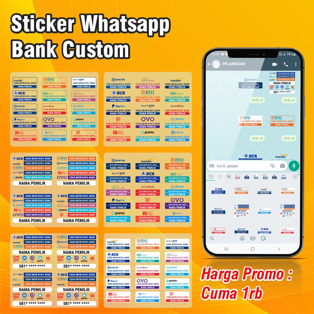 Custom Stiker Whatsapp - Stiker Rekening / E Wallet