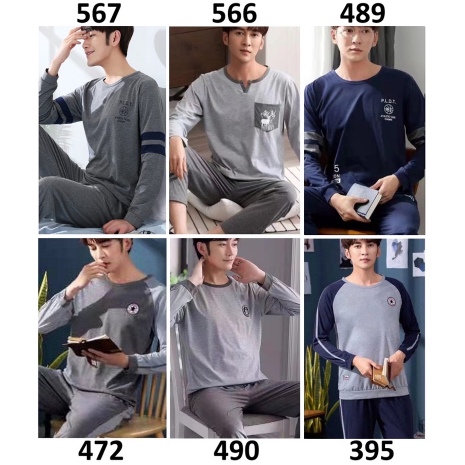 Piyama Pria Baju Tidur Pria Lengan Panjang Celana Panjang Motif Panda Abu-Abu