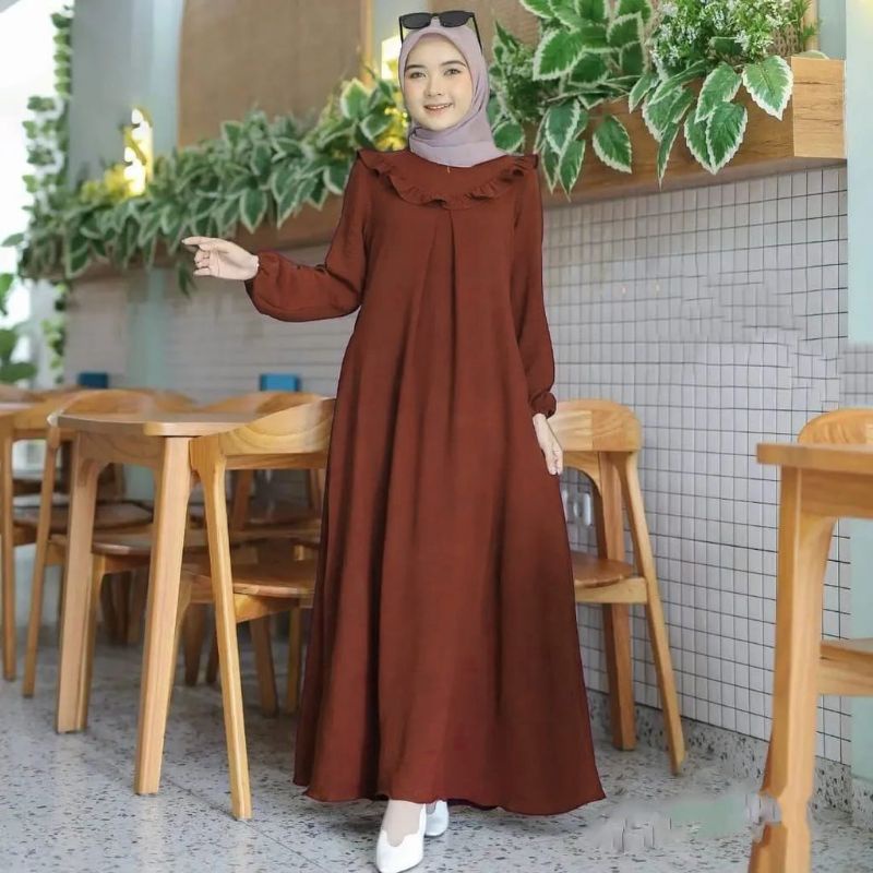 Dress maxi yuri ,crinkel air flow/GAMIS REMAJA PEREMPUAN/Dress remaja wanita/gamis wanita terbaru/terlaris